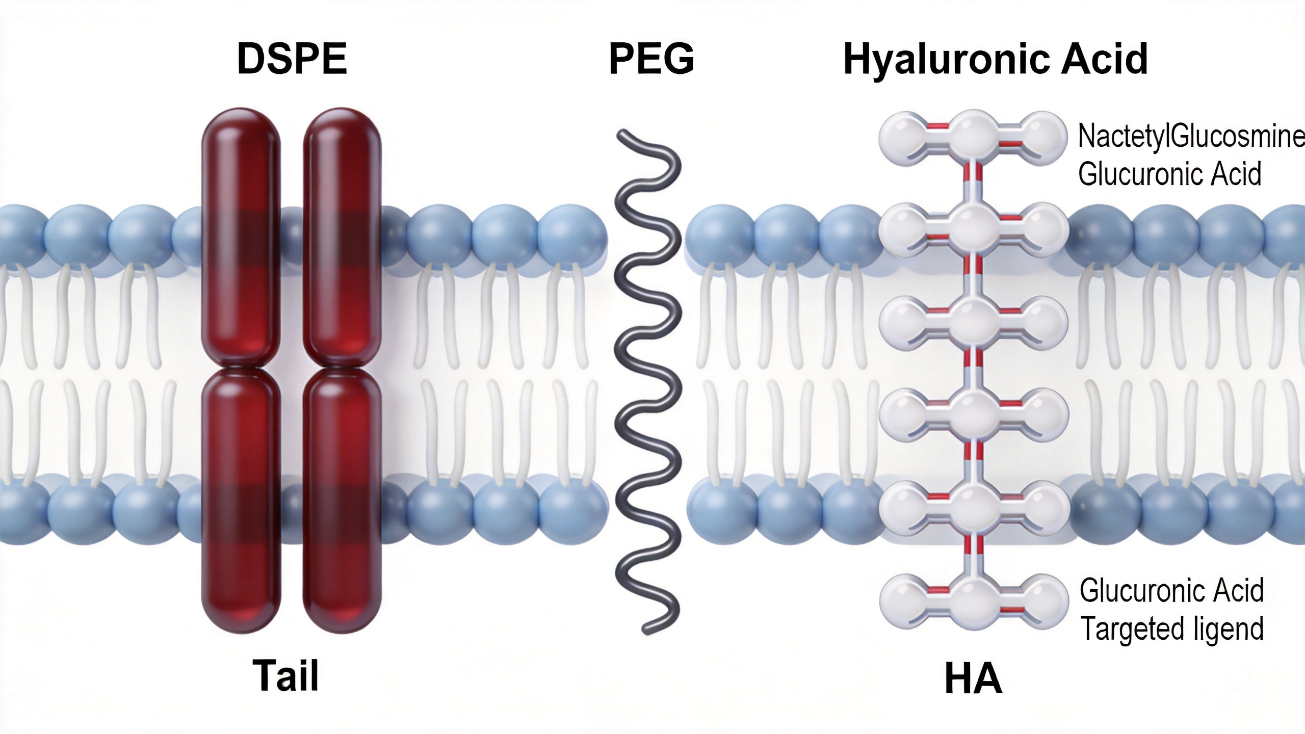 DSPE-PEG-HA：CD44受体介导的主动靶向脂质体修饰策略