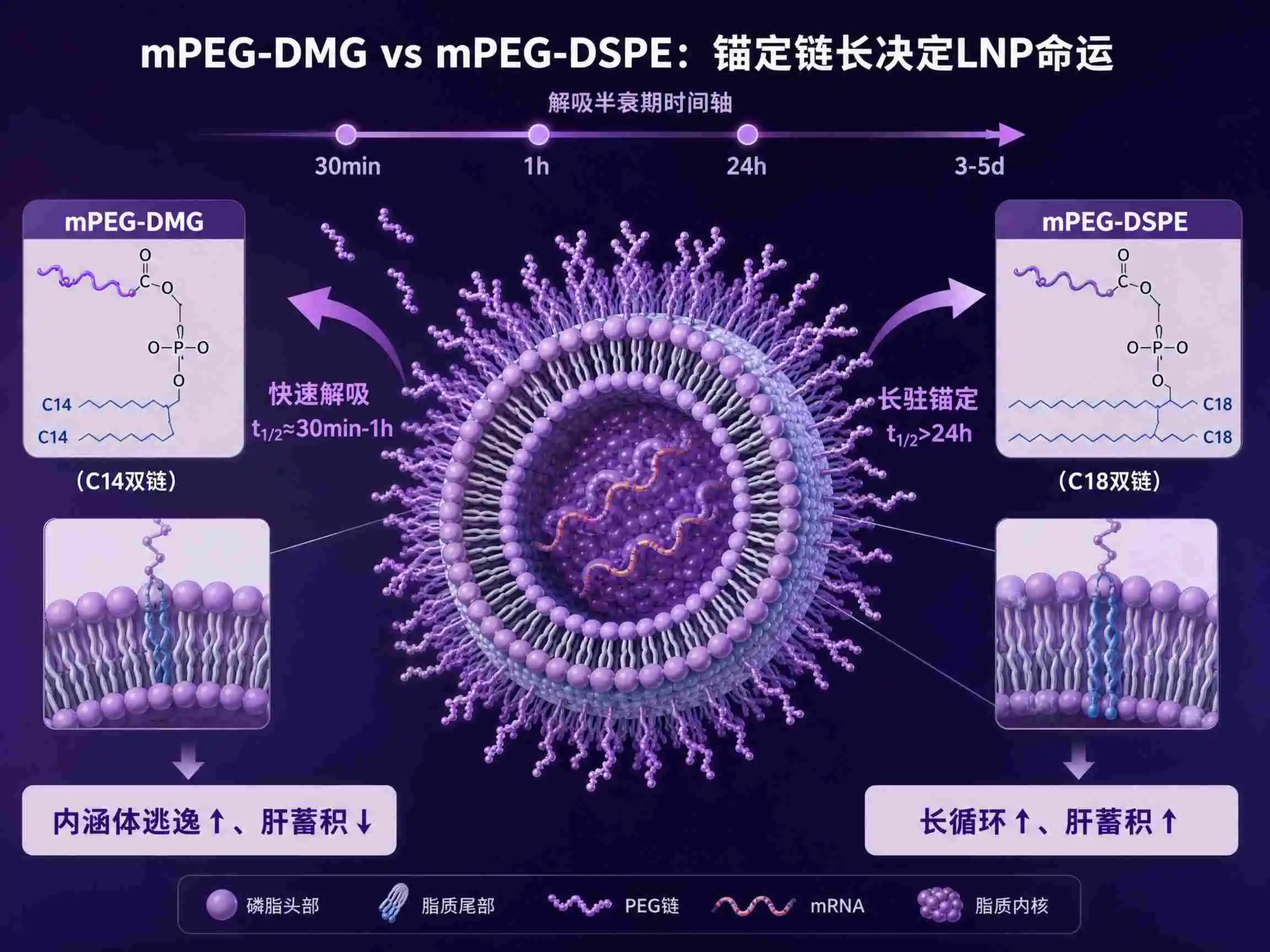 mPEG-DMG vs mPEG-DSPE：C14与C18锚定链长如何决定LNP命运